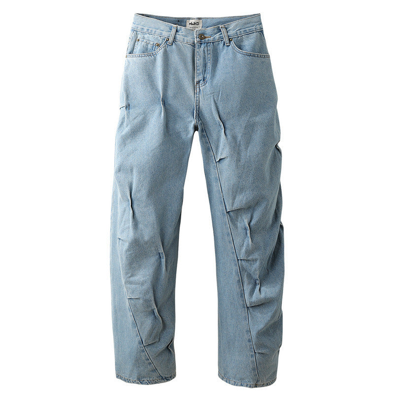 Vintage Irregular Pleated Jeans - Retro Vintage Finds