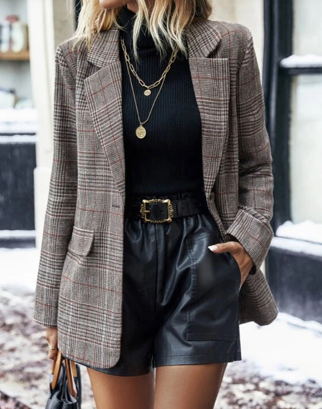 Women's Jacket Plaid Printed Elegant Vintage Clothing - Retro Vintage Finds