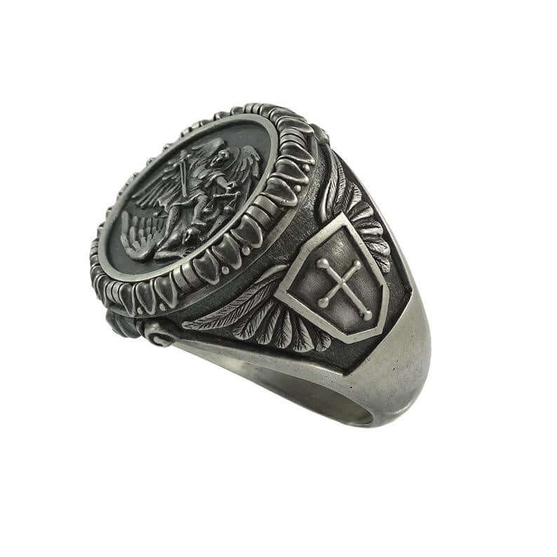 Vintage Archangel style ring with bold, ancient-inspired design—perfect for adding a touch of Norse legend to your look. Shop now at Retro Vintage Finds!
