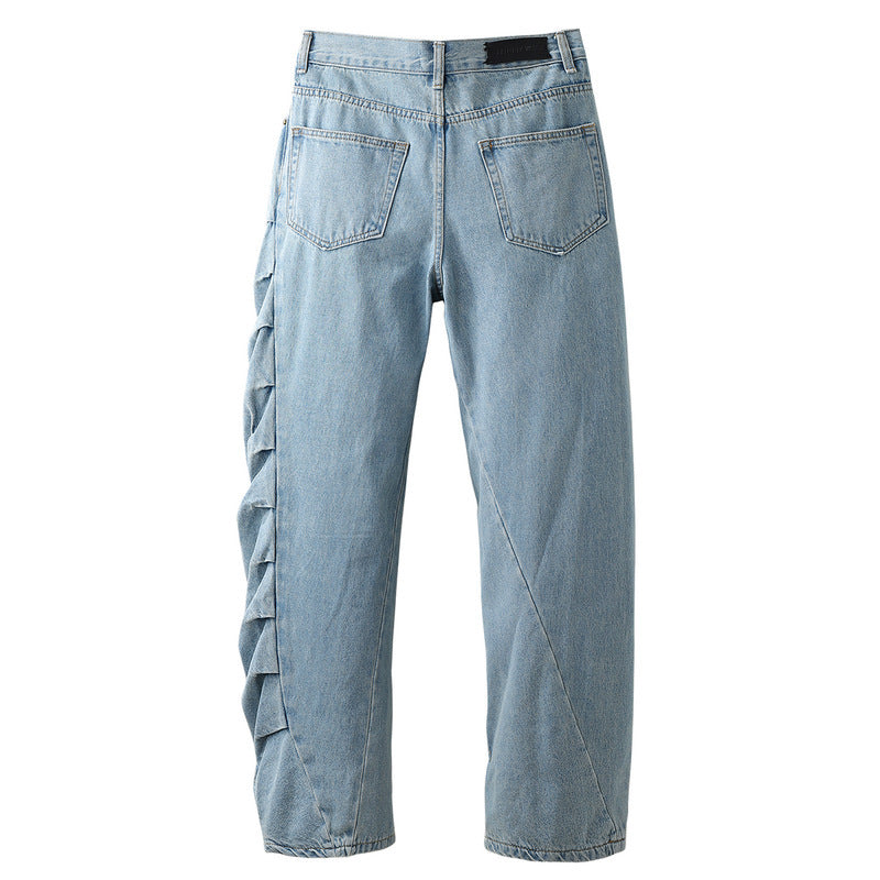 Vintage  Irregular Pleated Jeans - Retro Vintage Finds