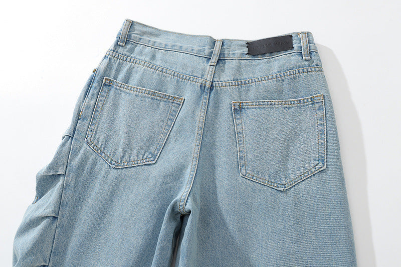Vintage  Irregular Pleated Jeans - Retro Vintage Finds