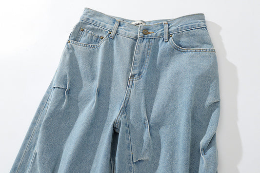Vintage  Irregular Pleated Jeans - Retro Vintage Finds