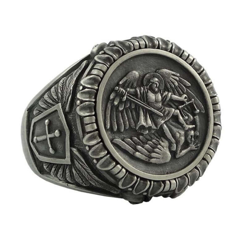 Vintage Archangel style ring with bold, ancient-inspired design—perfect for adding a touch of Norse legend to your look. Shop now at Retro Vintage Finds!